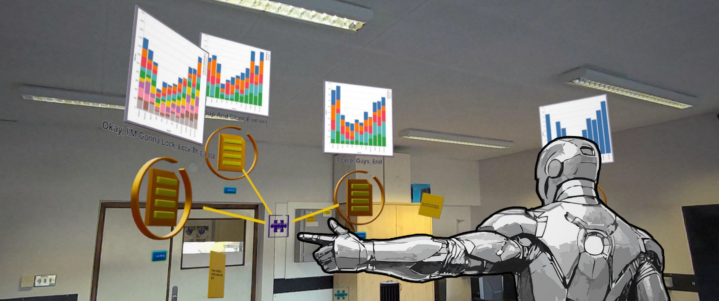 Participant analyzing data in AR using DashSpace